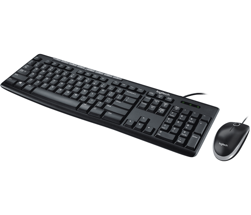 Logitech MK200 Media Corded Keyboard and Mouse Combo Plug-and-Play USB Combo with media keys - Golchha Computers
