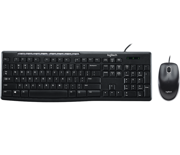 Logitech MK200 Media Corded Keyboard and Mouse Combo Plug-and-Play USB Combo with media keys - Golchha Computers