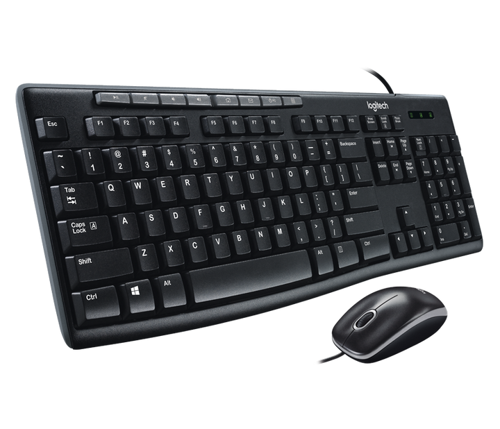 Logitech MK200 Media Corded Keyboard and Mouse Combo Plug-and-Play USB Combo with media keys - Golchha Computers