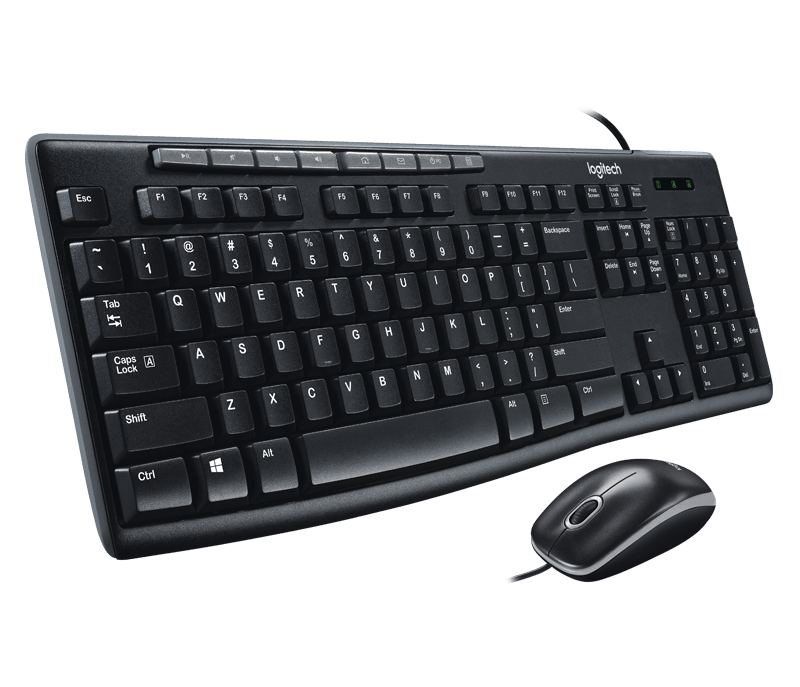 Logitech MK200 Media Corded Keyboard and Mouse Combo Plug-and-Play USB Combo with media keys - Golchha Computers