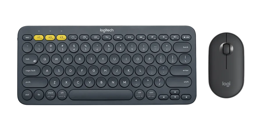 Logitech K380 Wireless Multi Device Bluetooth Keyboard for PC/Mac/Laptop/Smartphone/Tablet with M350 Pebble Bluetooth Wireless Mouse - Golchha Computers