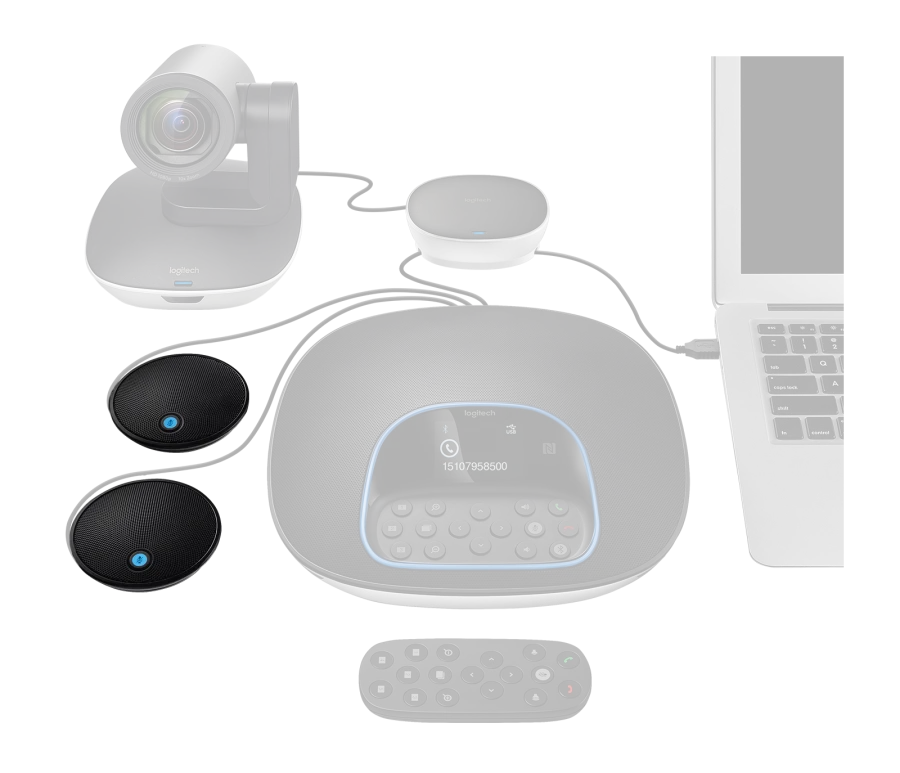 Logitech GROUP Affordable video conferencing for mid to large-sized meeting rooms Bundle with Expansion Mics - Golchha Computers