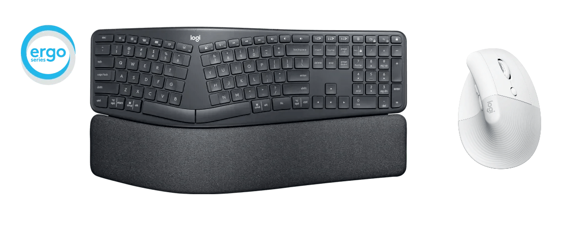 Logitech ERGO K860 Wireless Ergonomic Keyboard & LIFT ERGO Vertical Ergonomic Wireless Mouse Combo - Golchha Computers